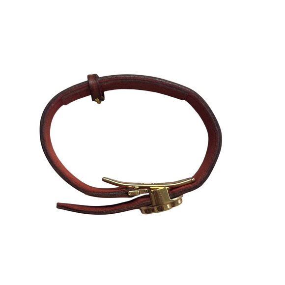 Louis Vuitton Monogram Leather Bracelet With Gold-Tone Floral Clasp - Picture 3 of 10